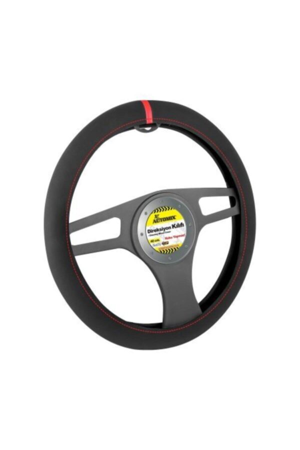 Direksiyon Kılıfı Alcantara Tek Çizgi Kırmızı