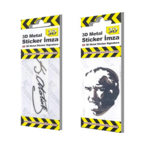 3D Metal Atatürk İmza ve Silüet Sticker – 2’li Paket | Anlamlı ve Şık Araç Detayı