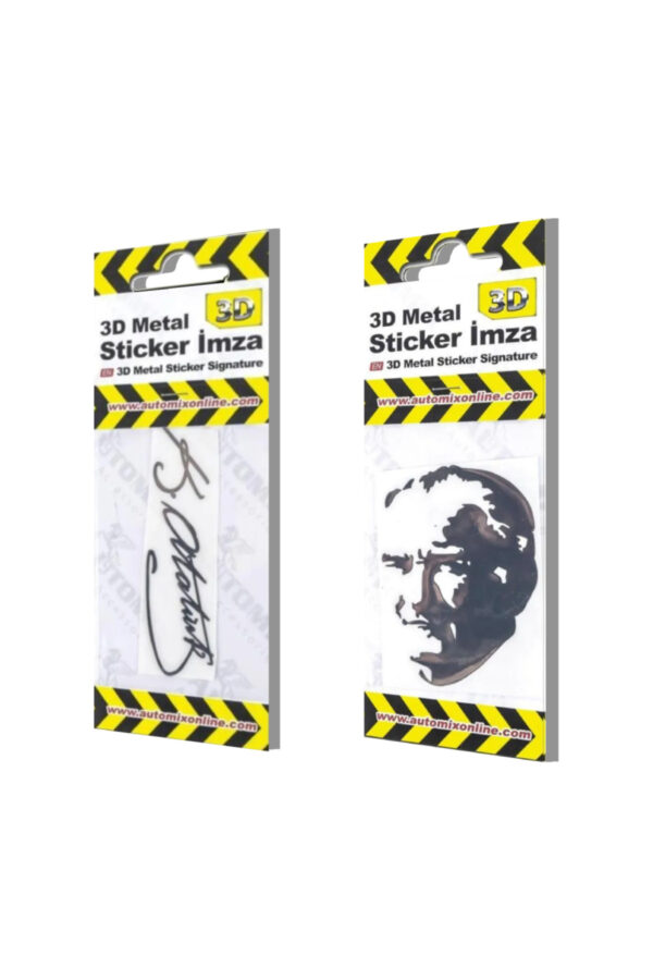 3D Metal Atatürk İmza ve Silüet Sticker – 2’li Paket | Anlamlı ve Şık Araç Detayı